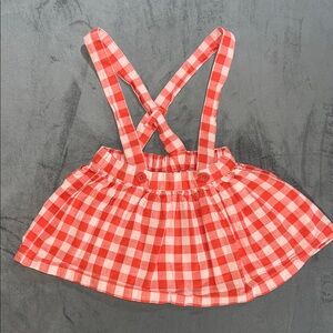 Burnt Orange Gingham Overalls Skirt